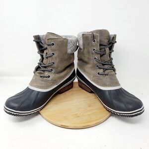 Sorel Slimpack II Lace Boots Womens 11 Grey Lined Waterproof Duck Boots Snow